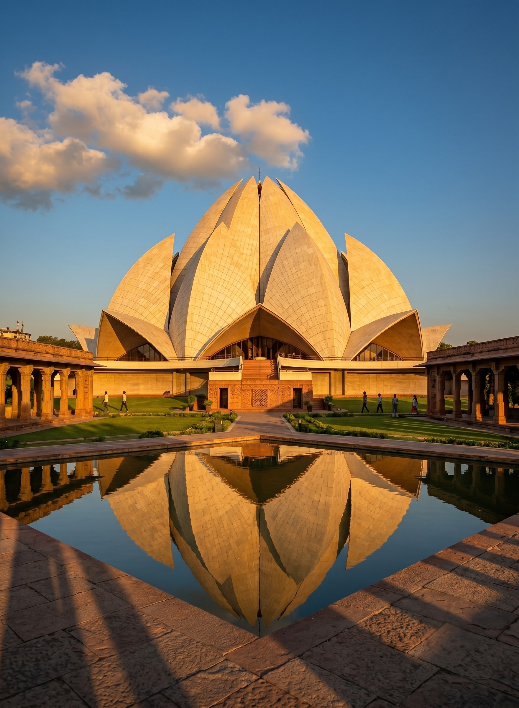 marble prayer hall of the Lotus Temple in Delhi