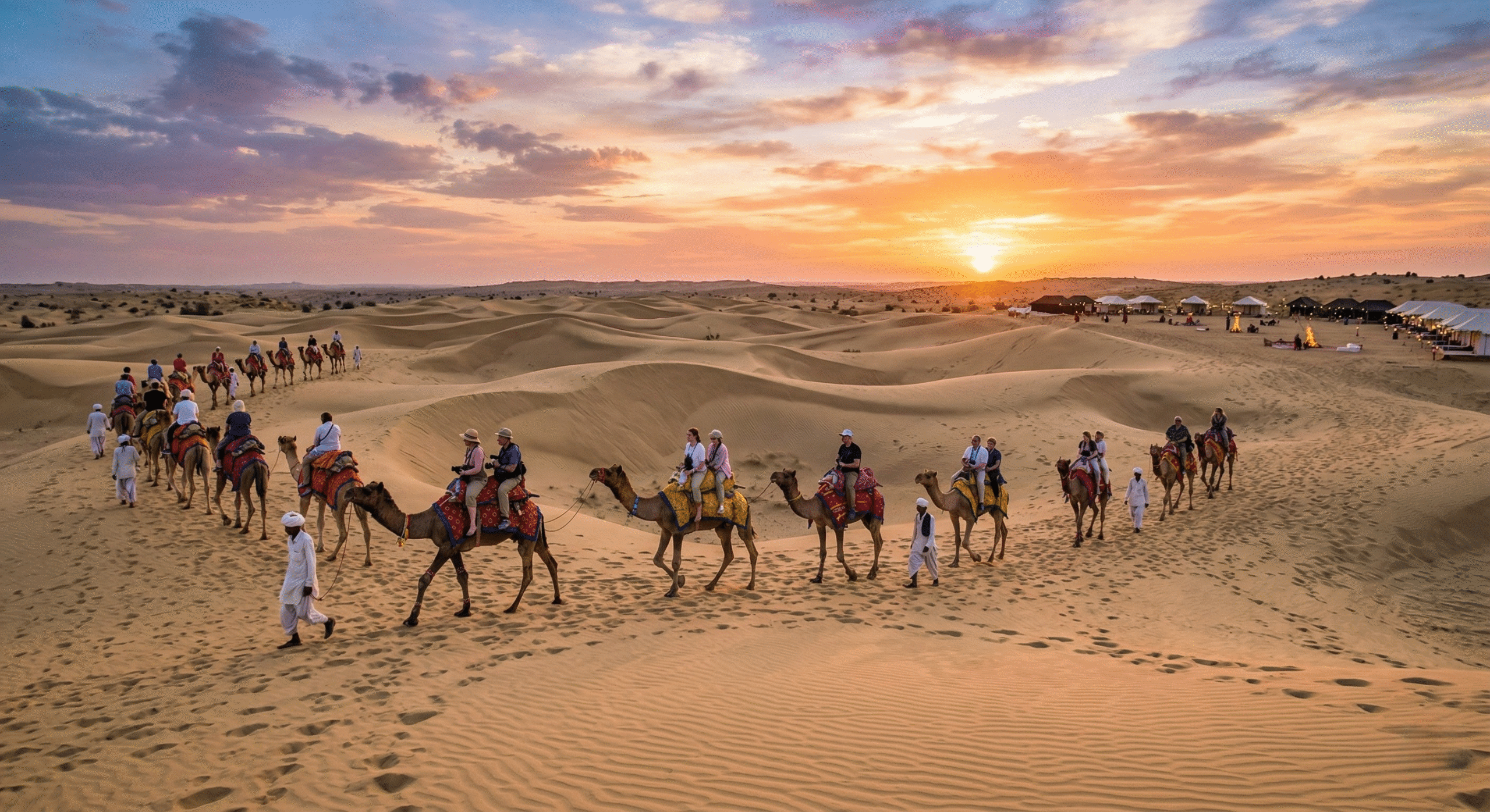traveler are taking a camel ride in Jaisalmer at the Jaisalmer tour