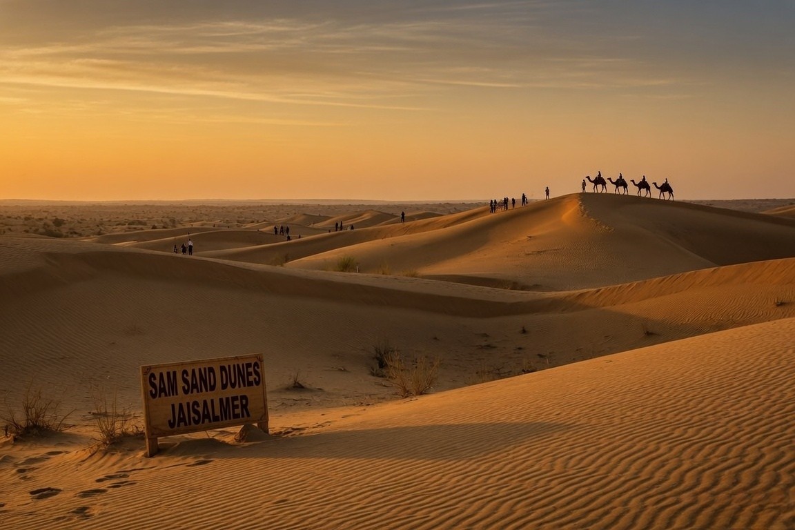 sun set view of the sam sand dunes during 2-Night, 3-Day Jaisalmer Desert Escape